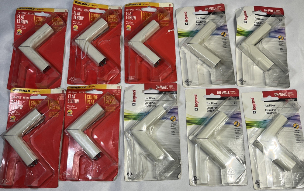LOT OF 10 Legrand B6 Wiremold On-Wall 90-Degree Metal Raceway Flat Elbow Ivory